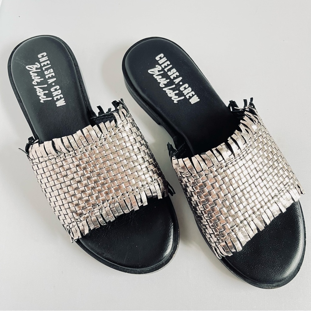 Chelsea Crew Black Label Woven Metallic Slides